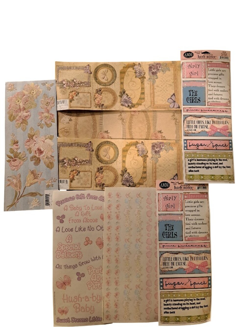Lot 14 Vintage Sticker Sheets Embossed Glitter Scrapbook Journal USA